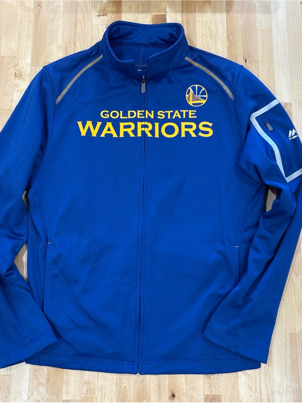 Majestic Golden State Warriors Zip-up Warmup Jacket Thermabase Size M NBA 🔥 🏀